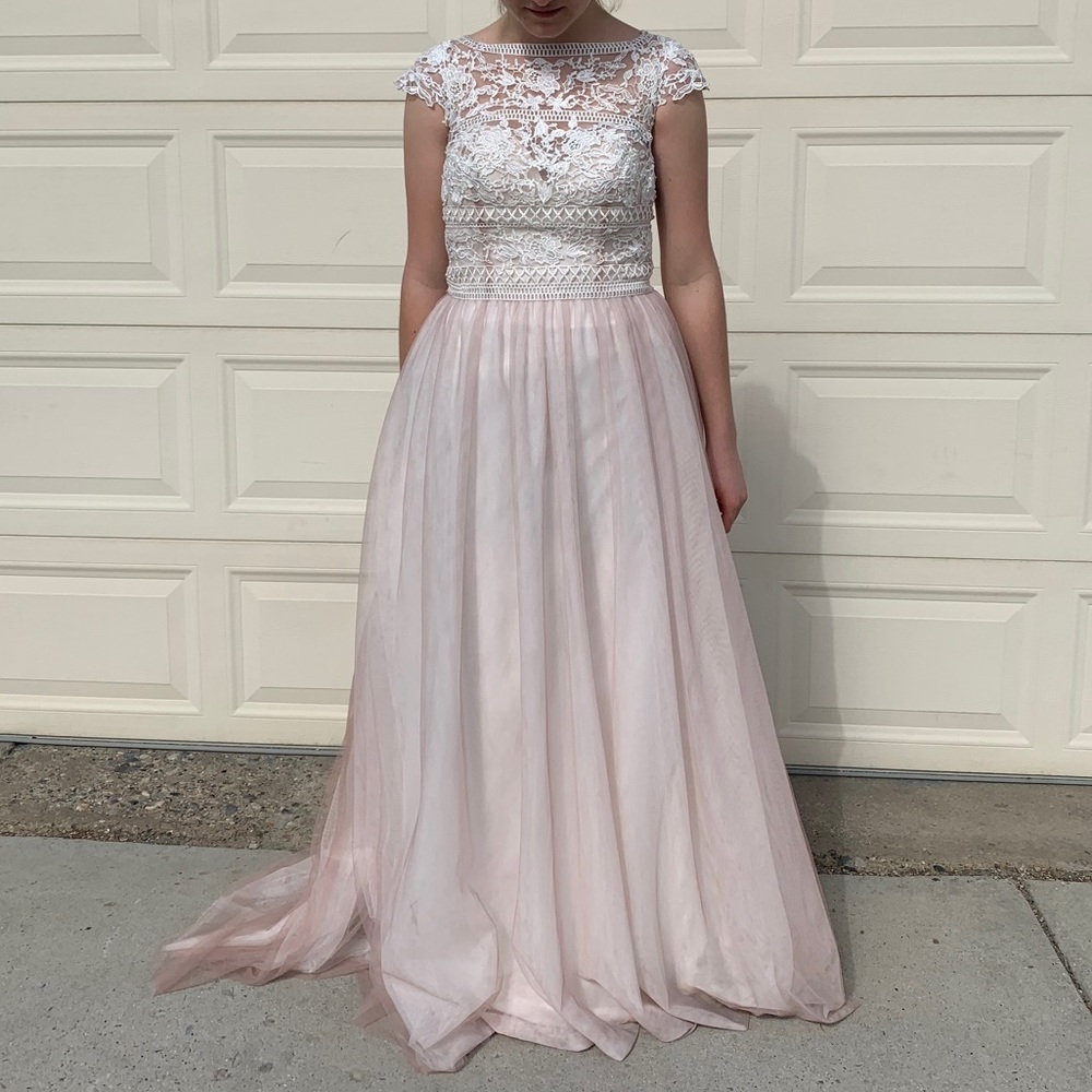 Mary’s Bridal Champagne Lace Sheer Wedding Dress - Picture 3 of 15